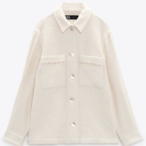 NWT Zara PEARLS TEXTURED JACKET Sz S